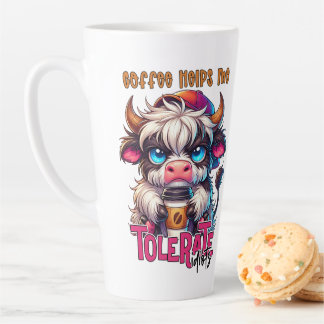 Coffee Helps Me Tolerate Idiots  Latte Mug