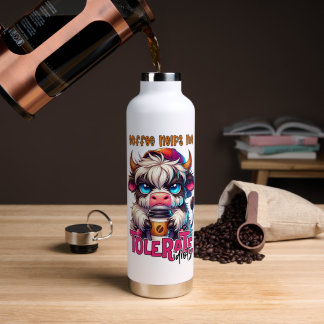Coffee Helps Me Tolerate Idiots Water Bottle
