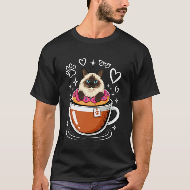 Coffee Himalayan Cat Doughnut T-Shirt (Front)