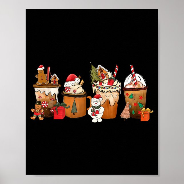 Coffee Hot Cocoa Merry Christmas Xmas Family Pajam Poster (Front)
