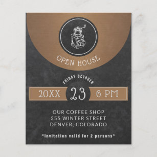 Coffee House Logo Open House Copper and Black Flyer