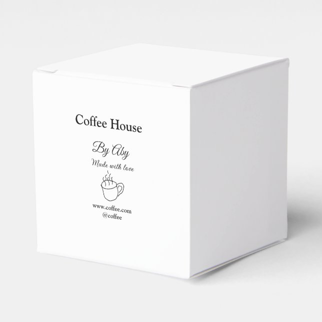 Coffee house made with love add text website socia favour box (Front Side)