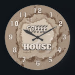 Coffee House Rustic Large Clock<br><div class="desc">This rustic Coffee House wall clock features a warm beige and brown design inspired by natural coffee stains and vintage paper textures. The darker brown tones around the edge gently blend into a soft beige center, creating a cozy and relaxed atmosphere. The beige numbers complement the natural coffee-inspired background, giving...</div>