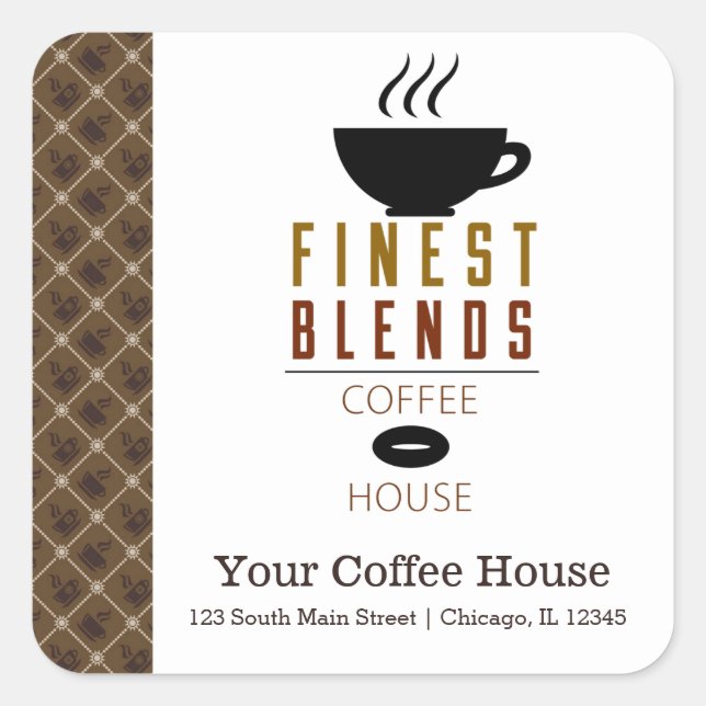 Coffee House Square Sticker (Front)