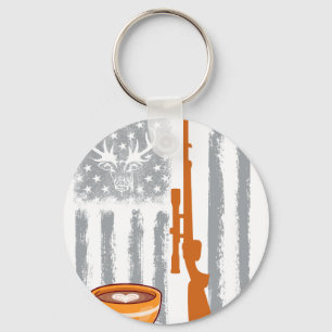 coffee hunting- Vintage USA American Flag for hunt Key Ring