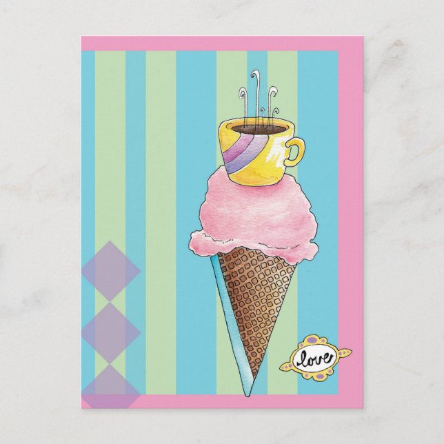 Coffee + Ice Cream = Love A Dreamy Dessert Postcard (Front)