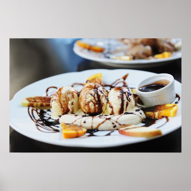 coffee ice-cream with chocolate syrup poster (Front)