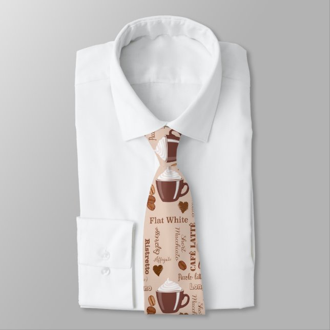 Coffee Images Pattern Tie (Tied)