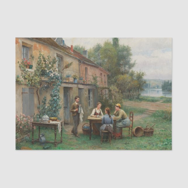 Coffee in the Garden by Daniel Ridgway Knight Tissue Paper (Front)