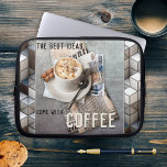 Coffee Inspiration Building Blocks Laptop Sleeve<br><div class="desc">Laptop sleeve featuring a coffee on a metallic background design with building blocks. For a good start of the day!</div>