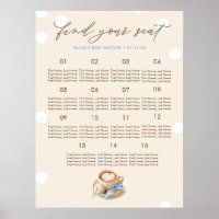 Coffee Inspired Boy Baby Shower Seating Chart