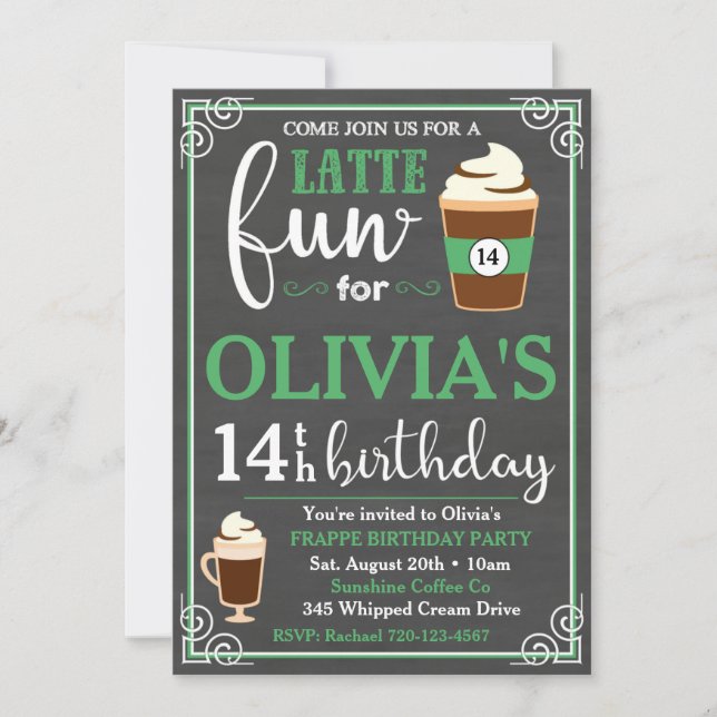 Coffee Invitation | Coffee Birthday Invitation (Front)