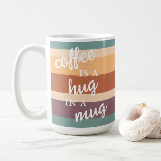Coffee is a Hug in a Mug Modern Muted Colours Mug (With Donut)