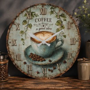 Coffee Is Always a Good Idea Large Clock