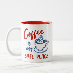 Coffee Is My Safe Place – Cozy Minimalist Art Two-Tone Coffee Mug