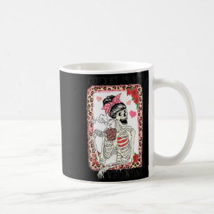 Coffee Is My Valentine Skeleton Messy Leopard Bun  Coffee Mug