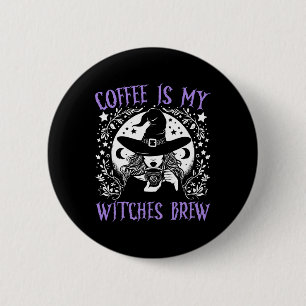 Coffee Is My Witches Brew Retro Halloween Witch Br 6 Cm Round Badge