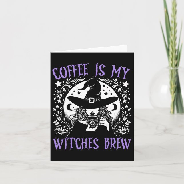 Coffee Is My Witches Brew Retro Halloween Witch Br Card (Front)