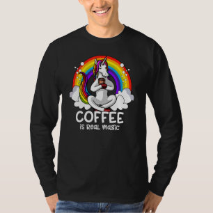Coffee Is Real Magic Unicorn Rainbow Lgbt Pride Mo T-Shirt