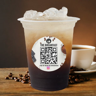 Coffee Ispired Modern Business Instagram Qr Code  Classic Round Sticker
