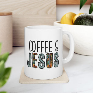 Coffee & Jesus Christian Faith Graphic  Large Coffee Mug