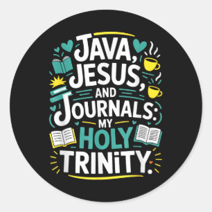 Coffee Jesus Journal Christian Book Lover Classic Round Sticker
