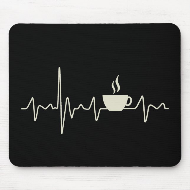 Coffee junkie espresso design with heartbeat mouse pad (Front)