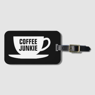 Coffee Junkie funny travel luggage tag for baggage