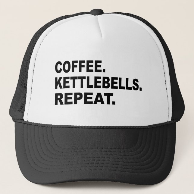 Coffee Kettlebells Repeat Trucker Hat (Front)