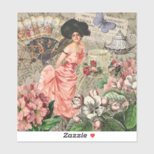 Coffee Lady Victorian Woman Pink Rich Gown