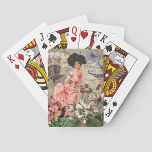 Coffee Lady Victorian Woman Pink Rich Gown Playing Cards
