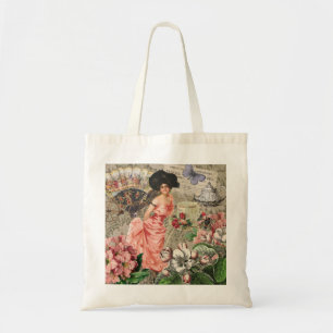 Coffee Lady Victorian Woman Pink Rich Gown Tote Bag