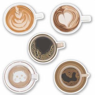 coffee latte art sticker for scrapbook and journal