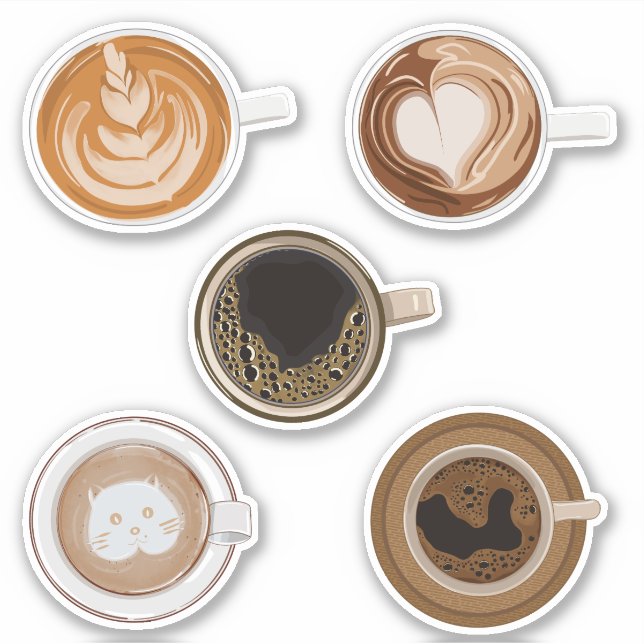 coffee latte art sticker for scrapbook and journal (Front)