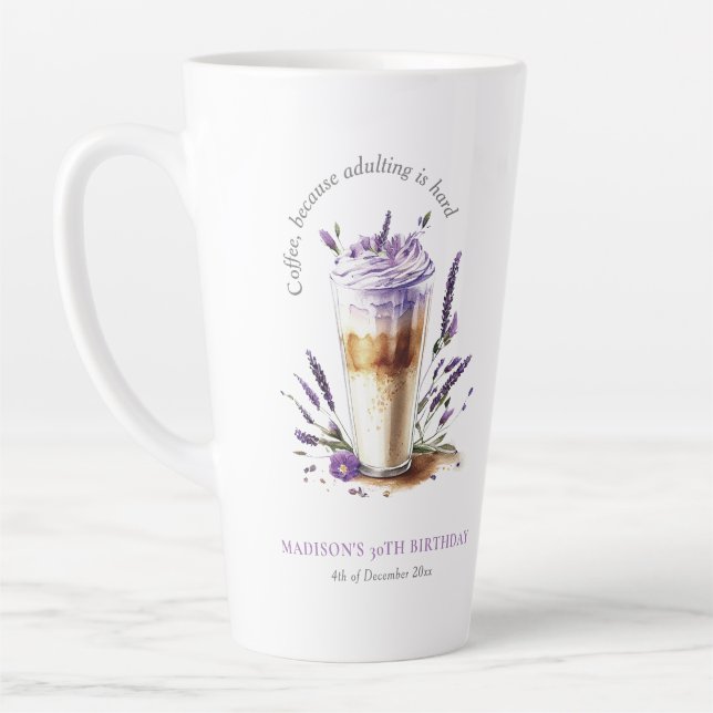 Coffee Latte Birthday Personalised Mug (Left)