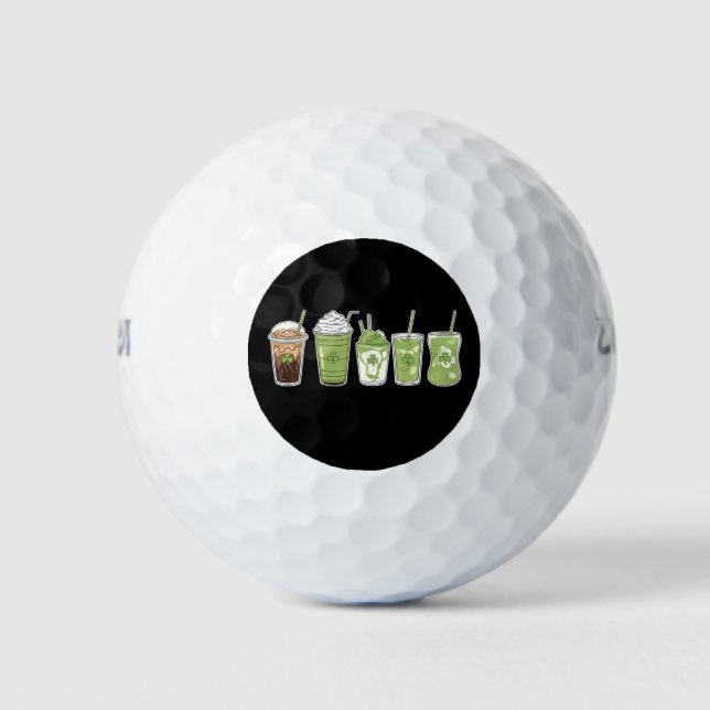 Coffee Latte Green Cute Irish St Patrick's Day Golf Balls (Front)