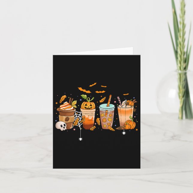 Coffee Latte Halloween Thanksgiving Fall Pumpkin S Card (Front)