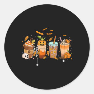 Coffee Latte Halloween Thanksgiving Fall Pumpkin S Classic Round Sticker