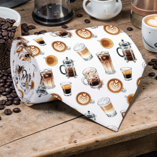 Coffee Latte Lovers Custom Necktie