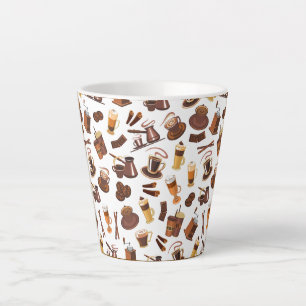 Coffee Latte Mug with Coffee Bean Pattern Design,
