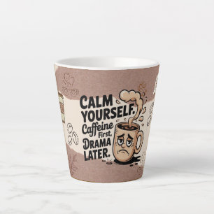 Coffee Latte Mug with Coffee Bean Pattern Design