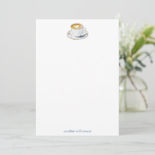 Coffee Latte Watercolor Personalised Stationery Card