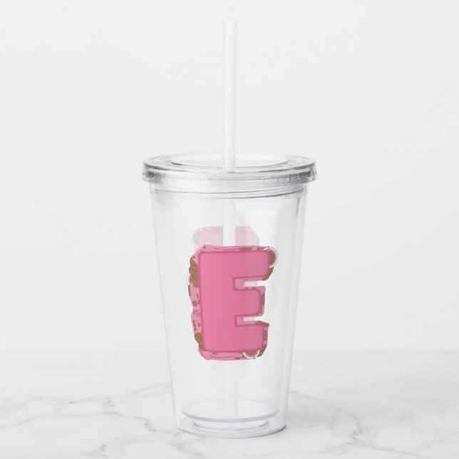Coffee Letter E: Monogram Initial  Acrylic Tumbler (Front)
