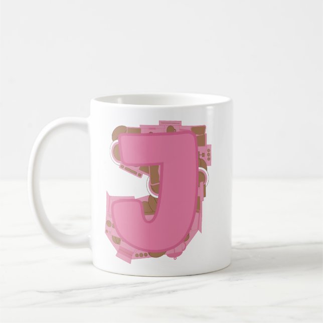 Coffee Letter J: Monogram Initial  Mug (Left)