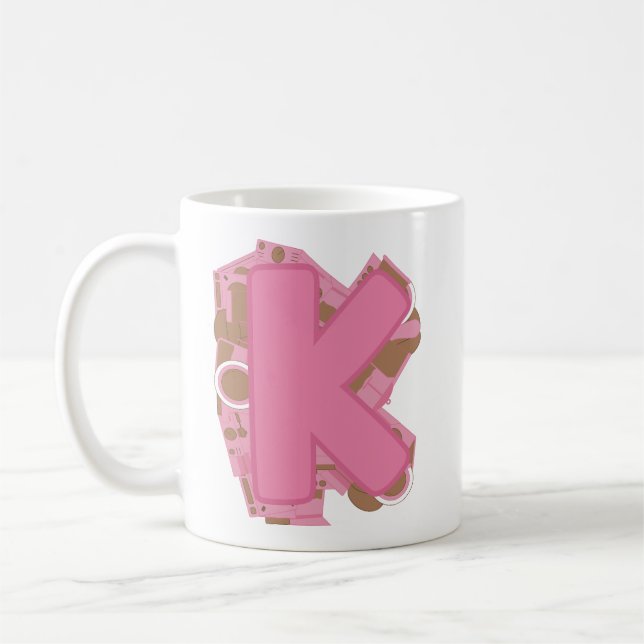Coffee Letter K: Monogram Initial  Mug (Left)