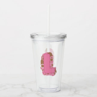Coffee Letter L: Monogram Initial Acrylic Tumbler