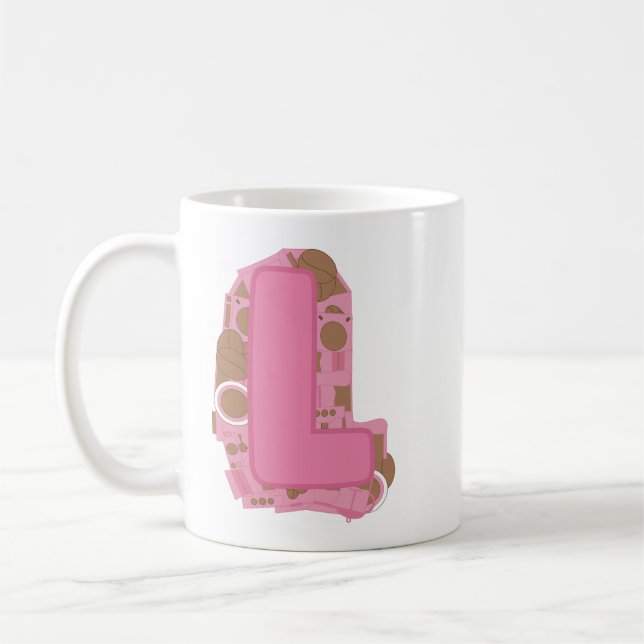 Coffee Letter L: Monogram Initial  Mug (Left)