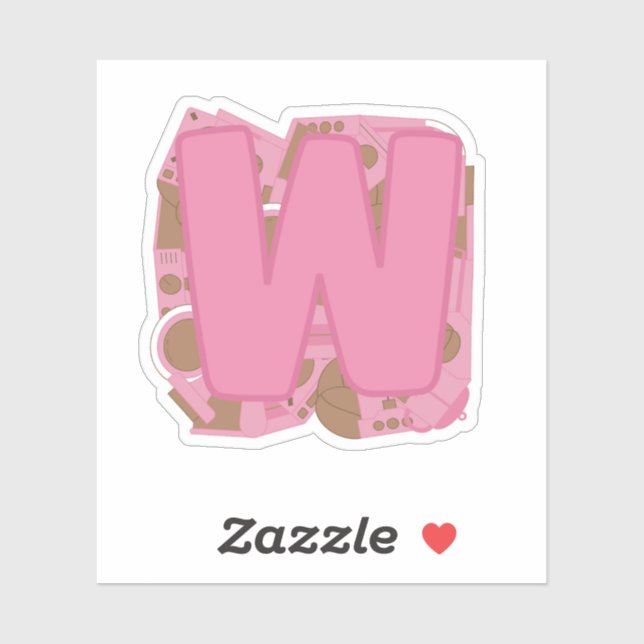 Coffee Letter W: Monogram Initial  (Sheet)