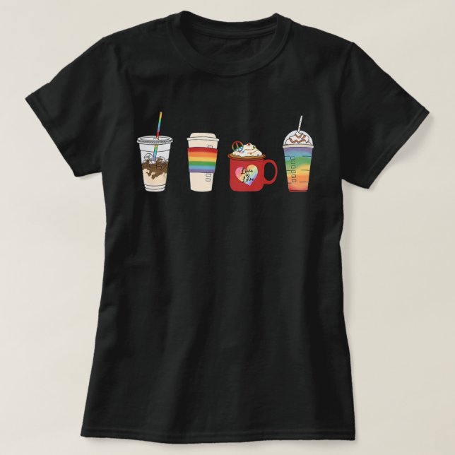 Coffee LGBT pride month LGBTQ latte Gay Lesbian Tr T-Shirt (Design Front)