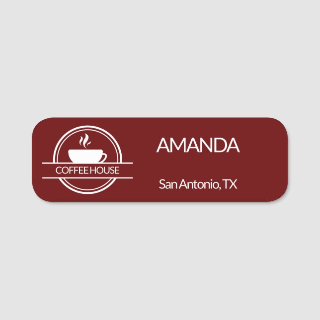 Coffee Logo Employee Name Tag (Front)